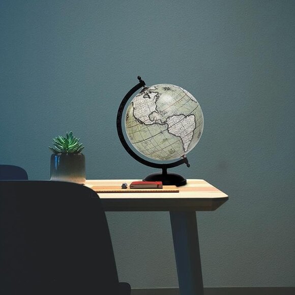 Abbott Collection - Tabletop Globe Grey/Green/Black - Dark Academia Study Decor - Picture 4 of 10